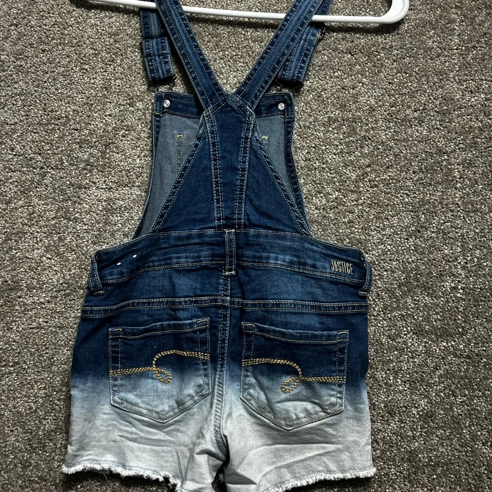 Justice Girls Denim Jean Overalls Shortalls Size 8